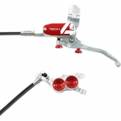 Hope Tech 4 E4 Brake - No Rotor -Sykkel Kompo Hope Tech 4 E4 Brake No Rotor Disc Brake Callipers Silver Red T4E4ZSRL