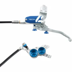 Hope Tech 4 V4 Brake - No Rotor -Sykkel Kompo Hope Tech 4 V4 Brake No Rotor Disc Brake Callipers Silver Blue T4V4ZSBL
