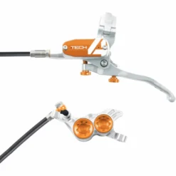 Hope Tech 4 V4 Brake - No Rotor -Sykkel Kompo Hope Tech 4 V4 Brake No Rotor Disc Brake Callipers Silver Orange T4V4ZSCL