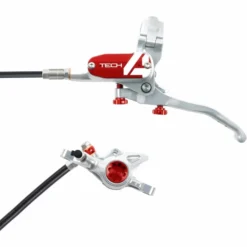 Hope Tech 4 X2 Brake - No Rotor 37 Hope Tech 4 X2 Brake - No Rotor -Sykkel Kompo Hope Tech 4 X2 Brake No Rotor Disc Brake Callipers Silver Red T4X2ZSRL